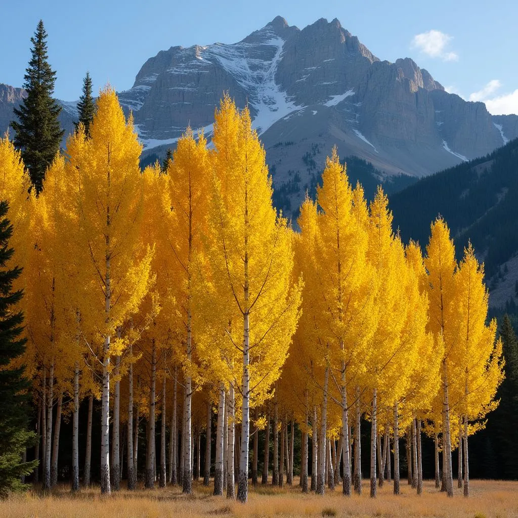 Golden Aspen Trees in Rocky Mountains