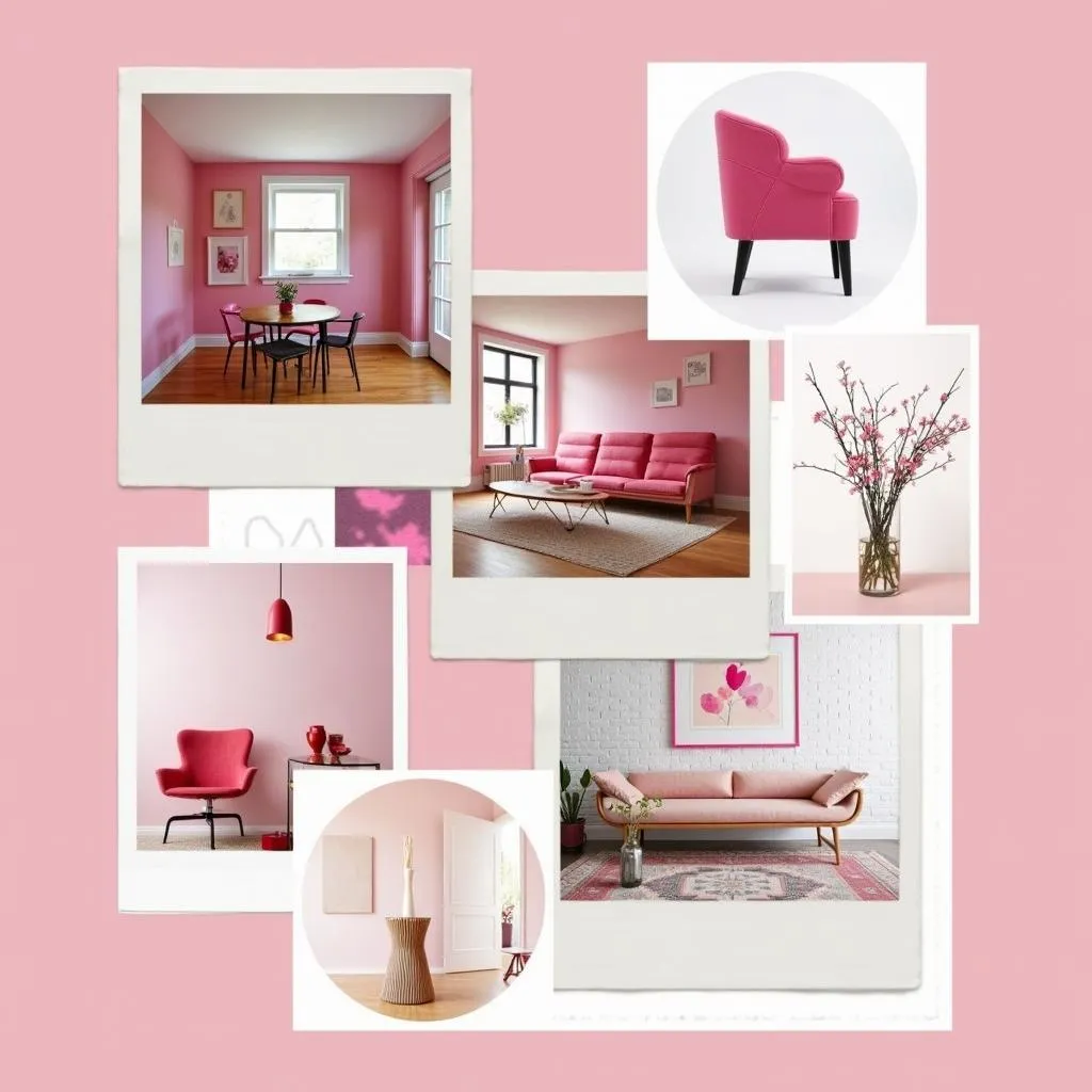 Examples of incorporating Barbie pink into home decor.