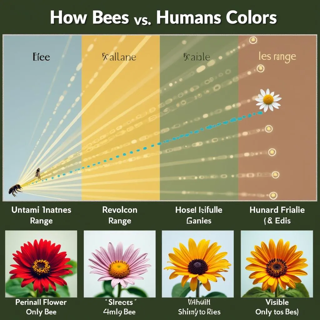 Bee vision compared to human vision