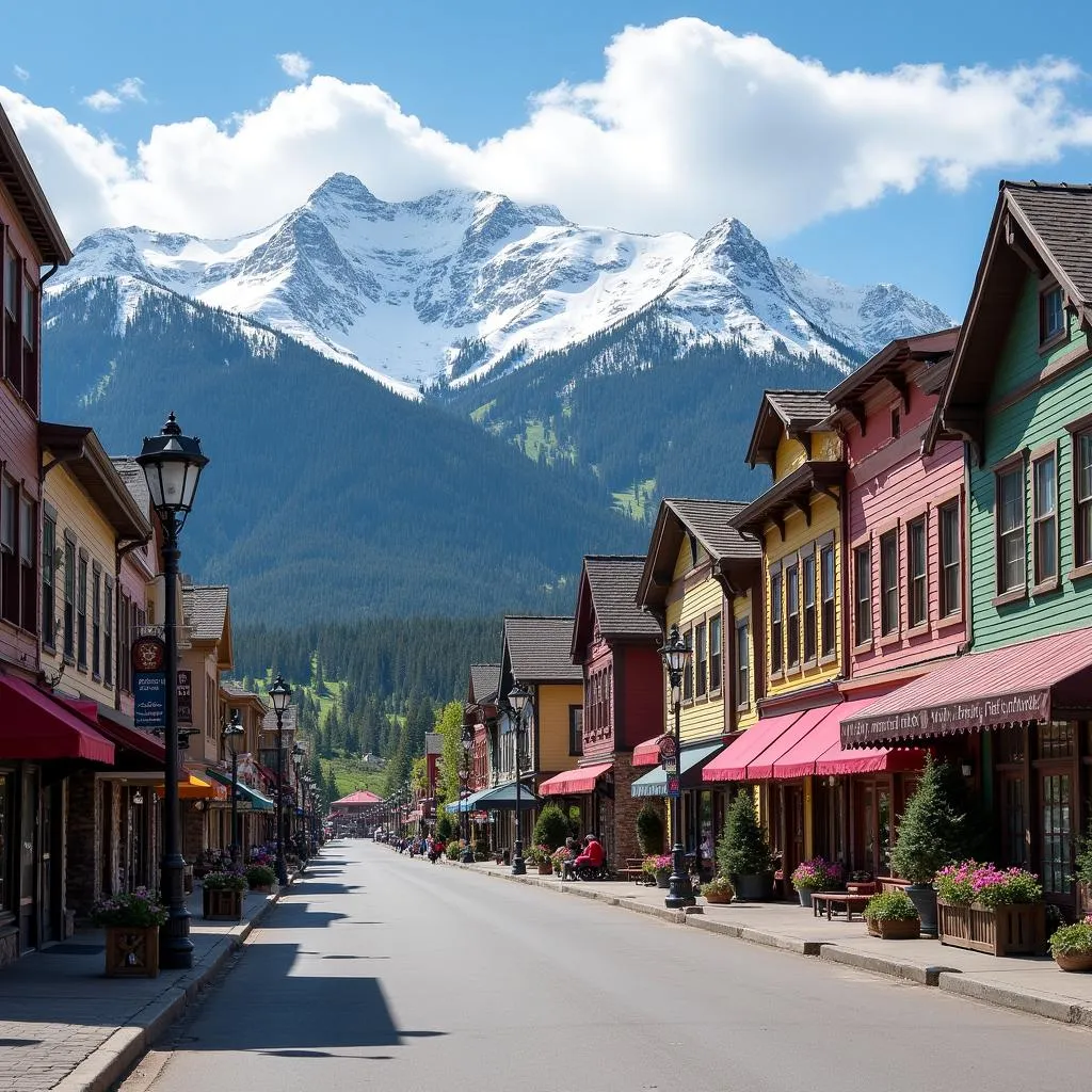 Breckenridge town with mountain view in the background