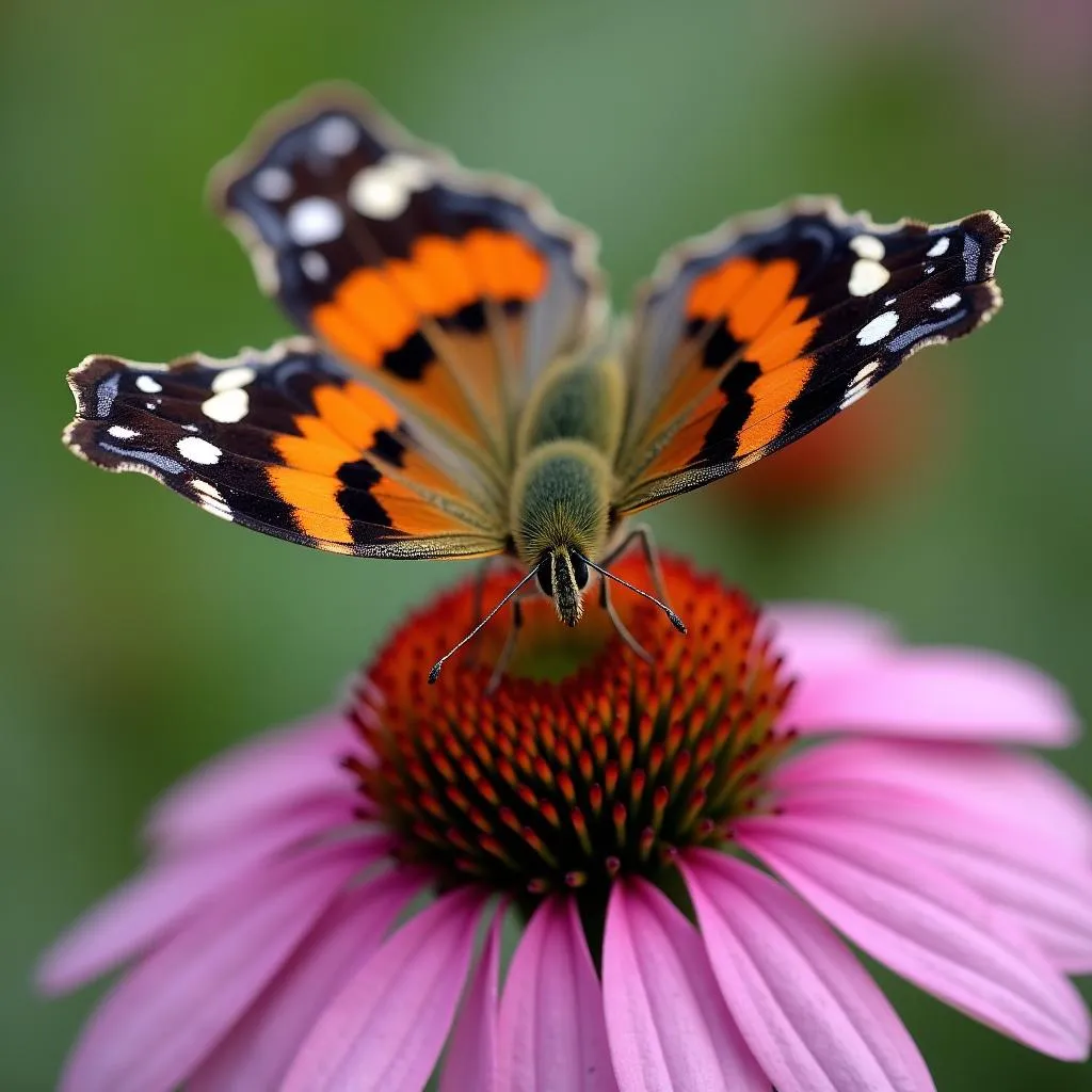 Butterfly Perched on a Purple Flower