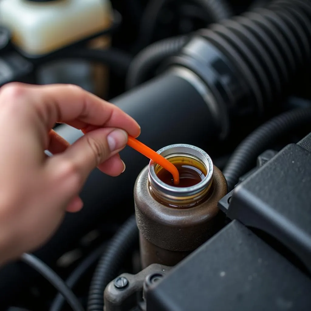 Mechanic Checking Power Steering Fluid