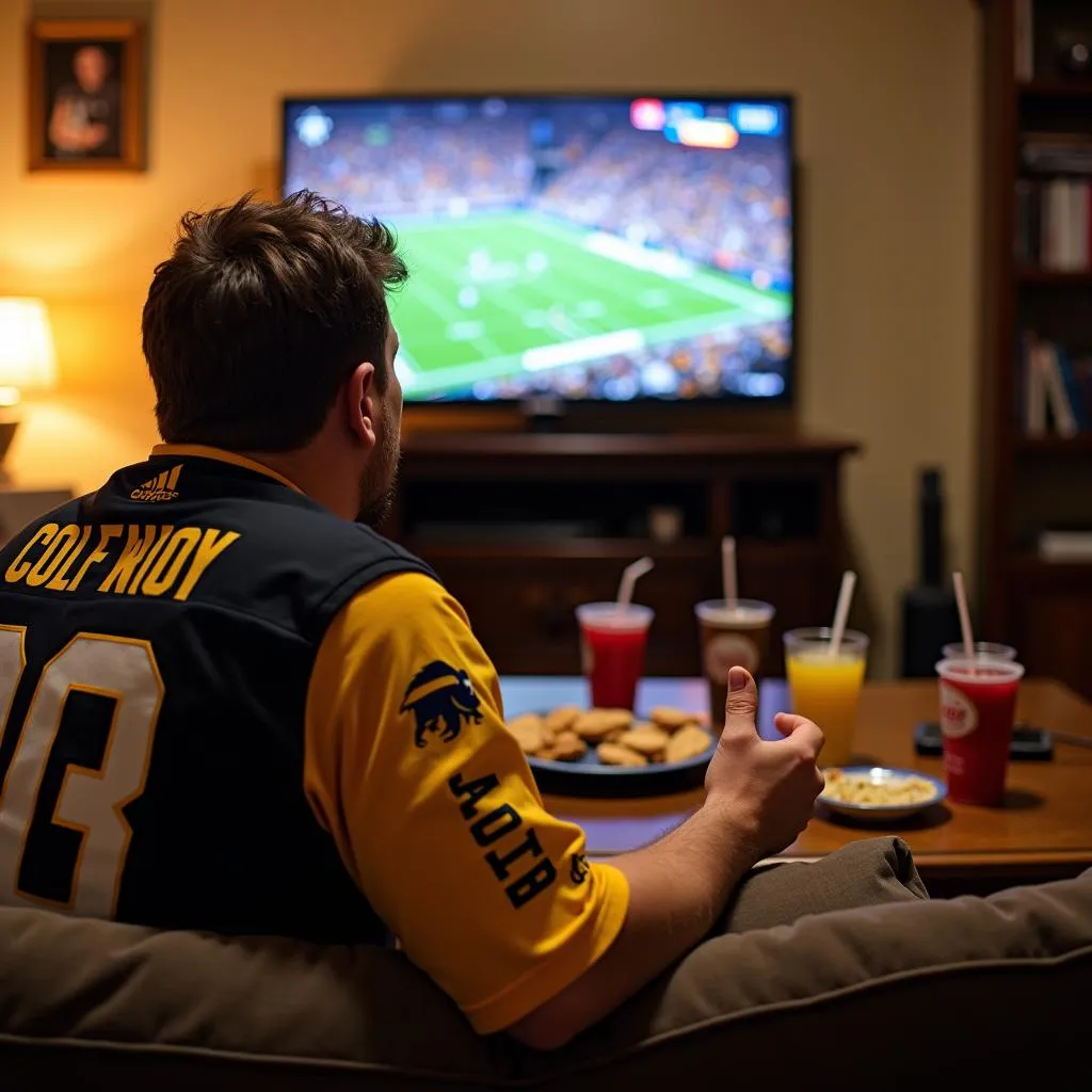 Colorado Buffaloes Fan Watching Game at Home