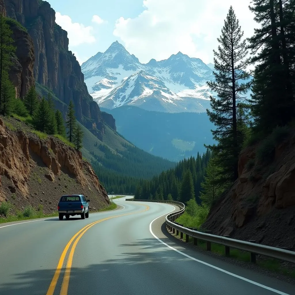 Driving through a Colorado mountain pass