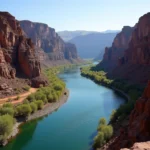 The Colorado River flowing through a canyon