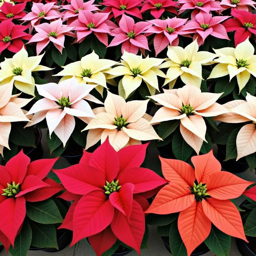 Poinsettias in Various Colors