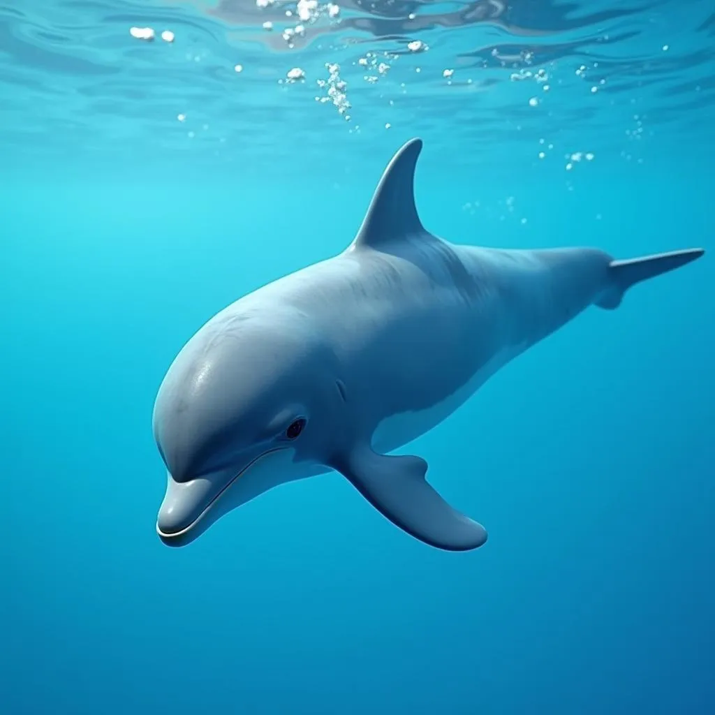 Dolphin Underwater Optical Illusion of Blue Color