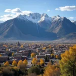 Durango, Colorado, Elevation - Cityscape with Mountains