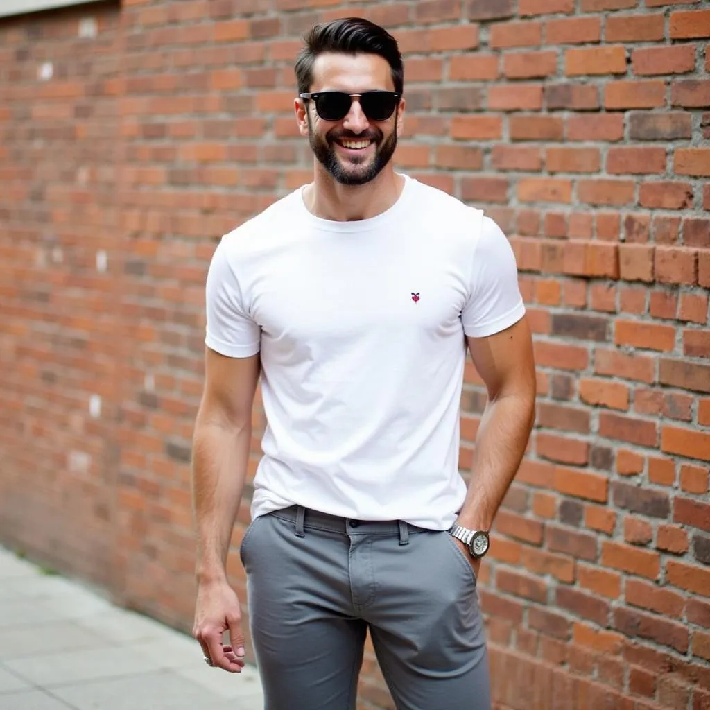 Man in Grey Shorts and White Shirt Smiling