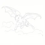 Toothless soaring through the sky coloring page