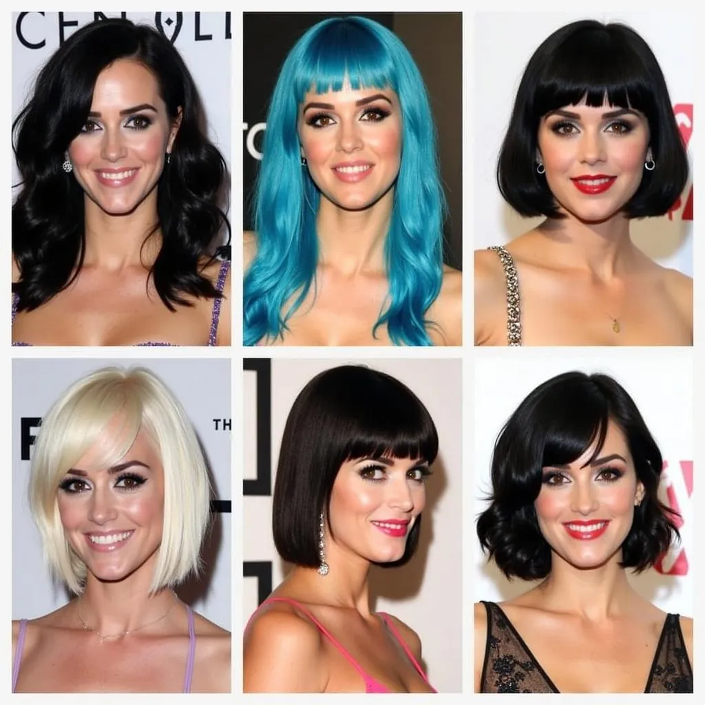 Collage of Katy Perry's different hair colors and styles