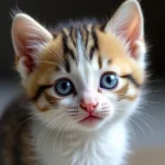 Kitten with piercing blue eyes