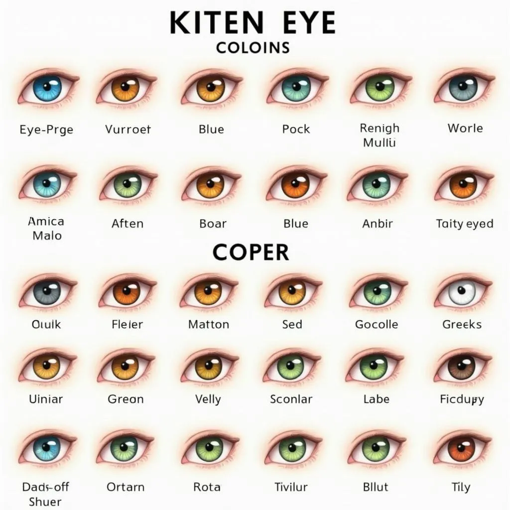 Chart showing different kitten eye colors