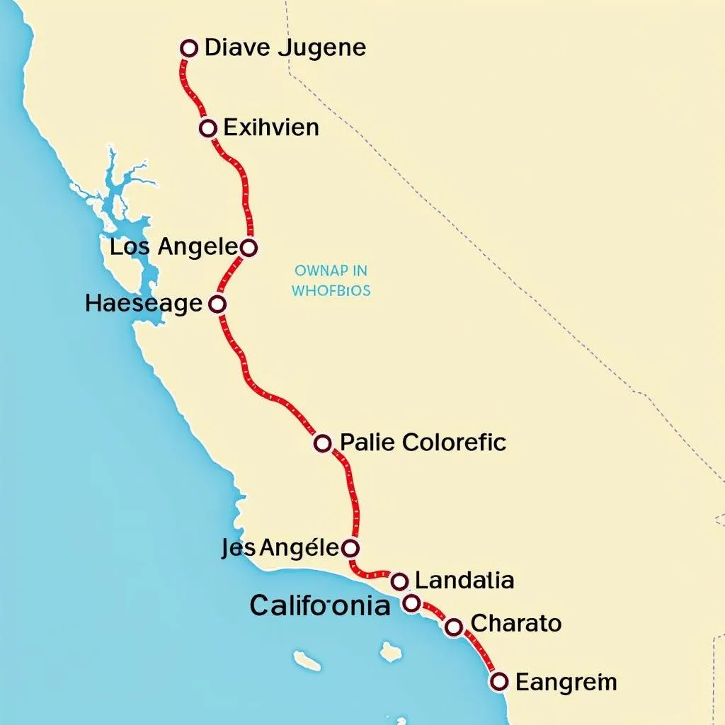 Map of road trip from Los Angeles to Colorado