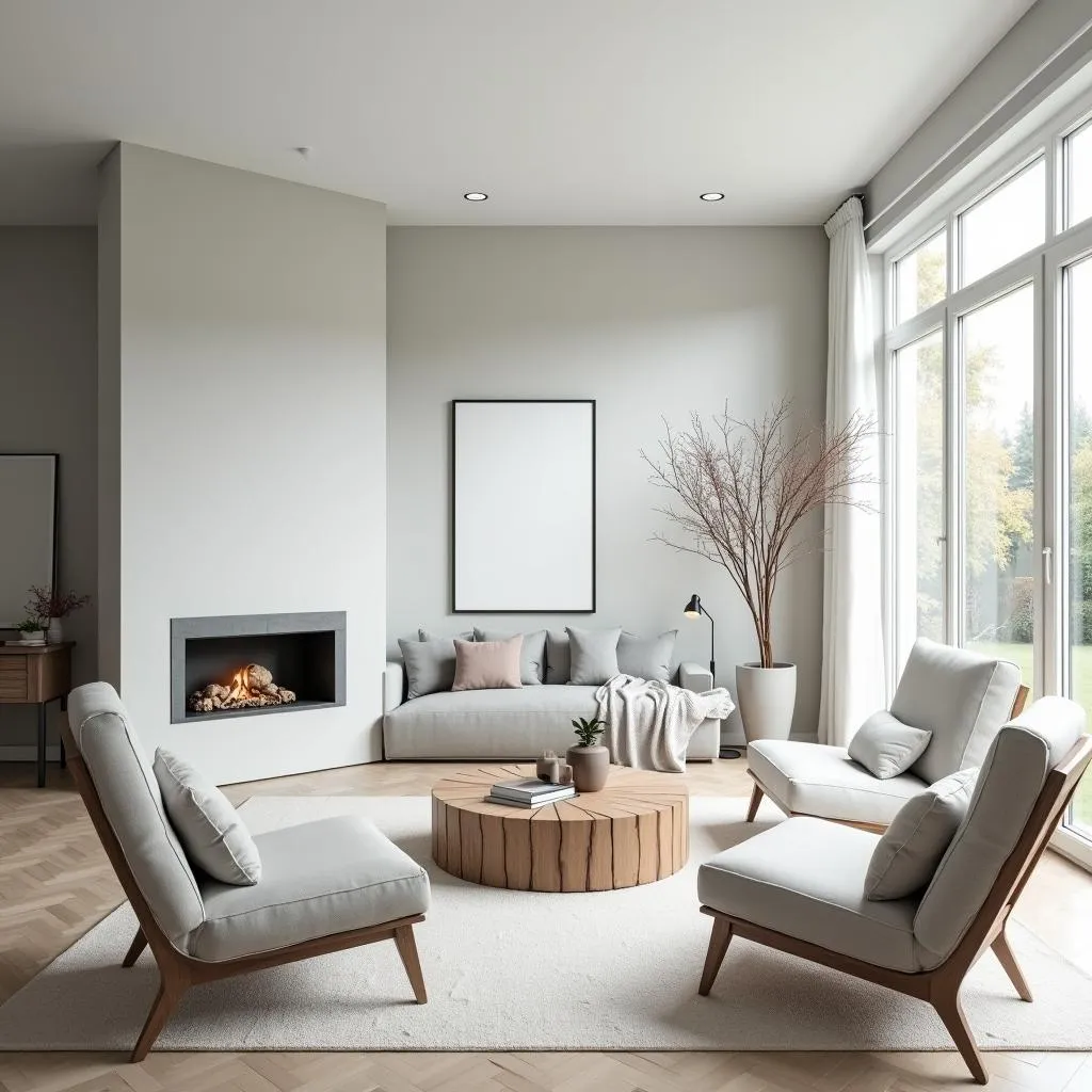 Living Room with Cool Tone Walls