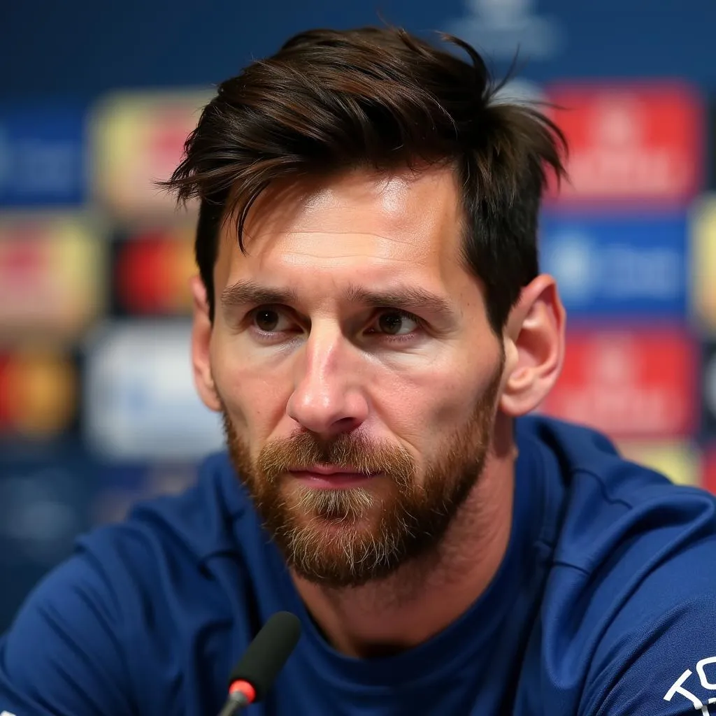 Lionel Messi with natural dark brown hair