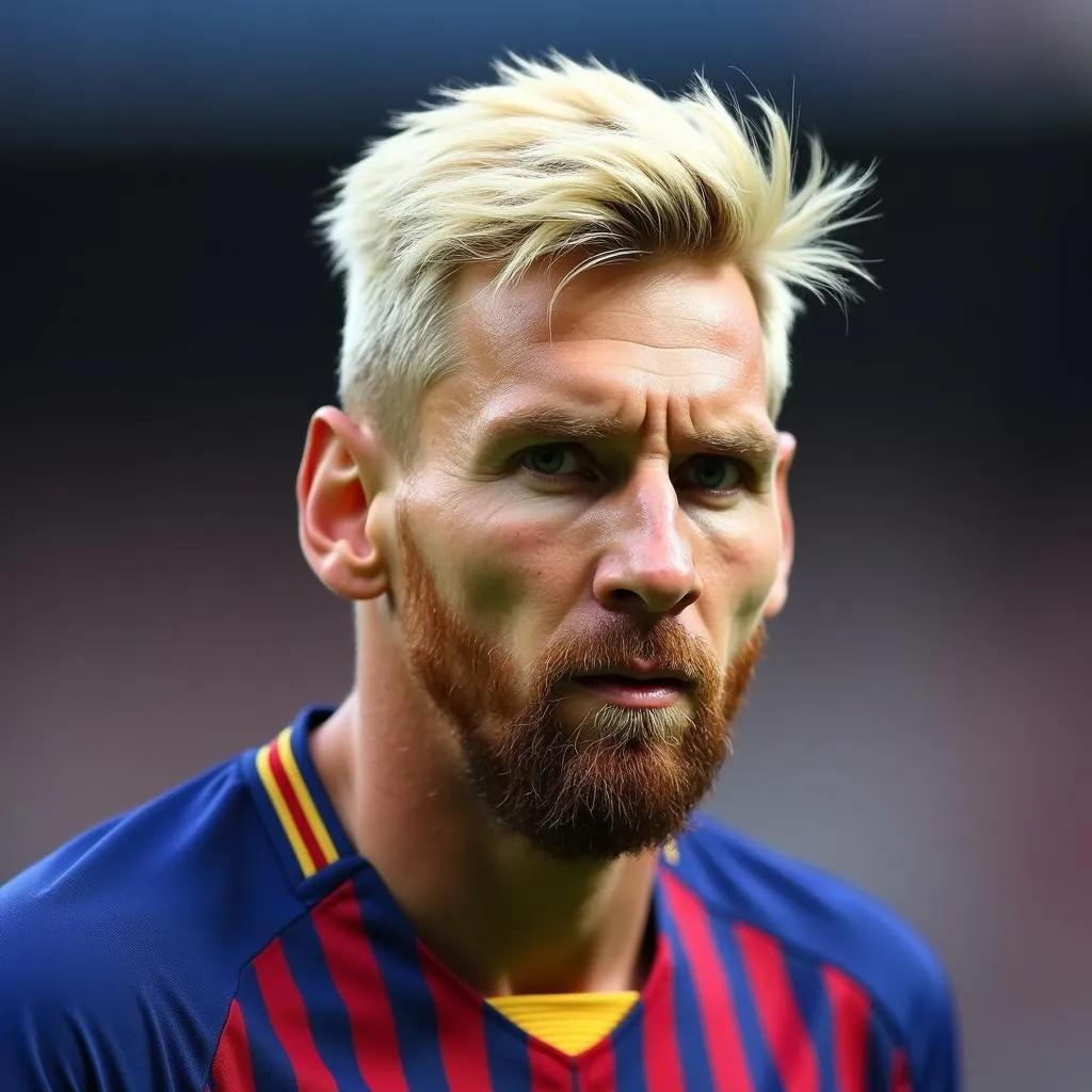 Lionel Messi with platinum blonde hair