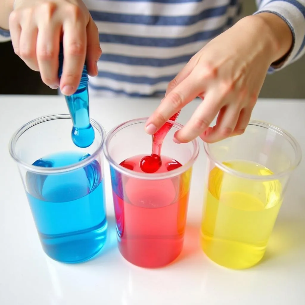 Mixing colorful bubble solution