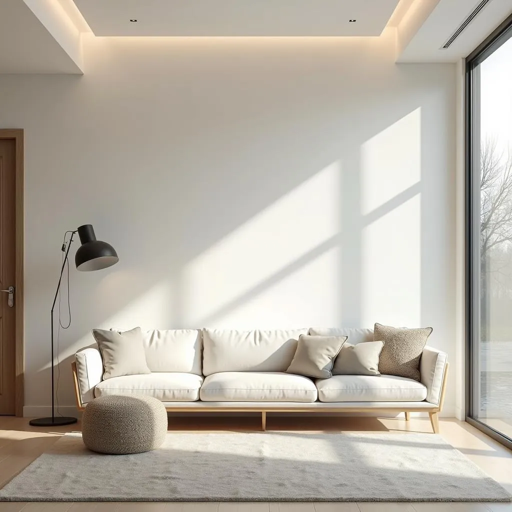 Modern living room bathed in neutral lighting