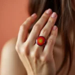 Mood ring displaying warm colors