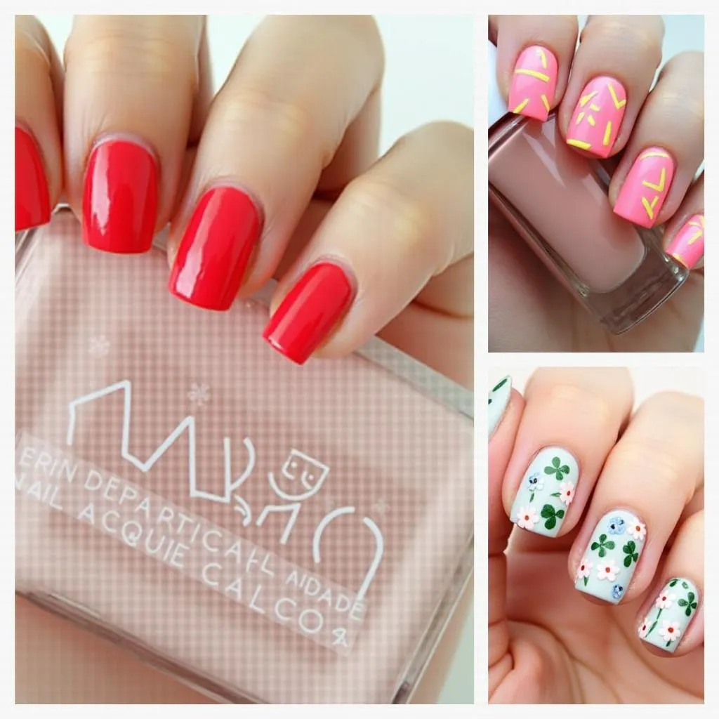 A collection of nail art designs representing various styles like classic, trendy, and romantic.