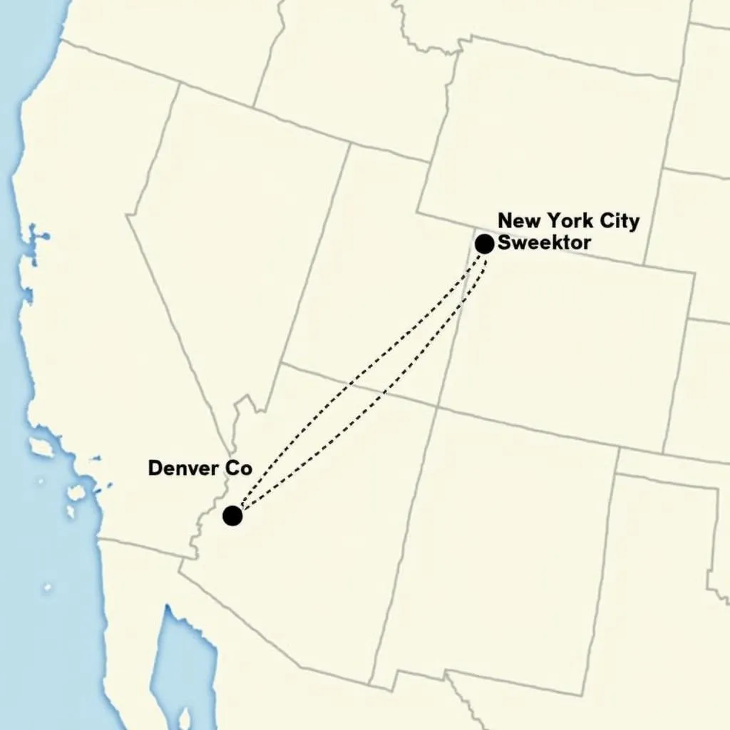 Flight map from New York City to Colorado