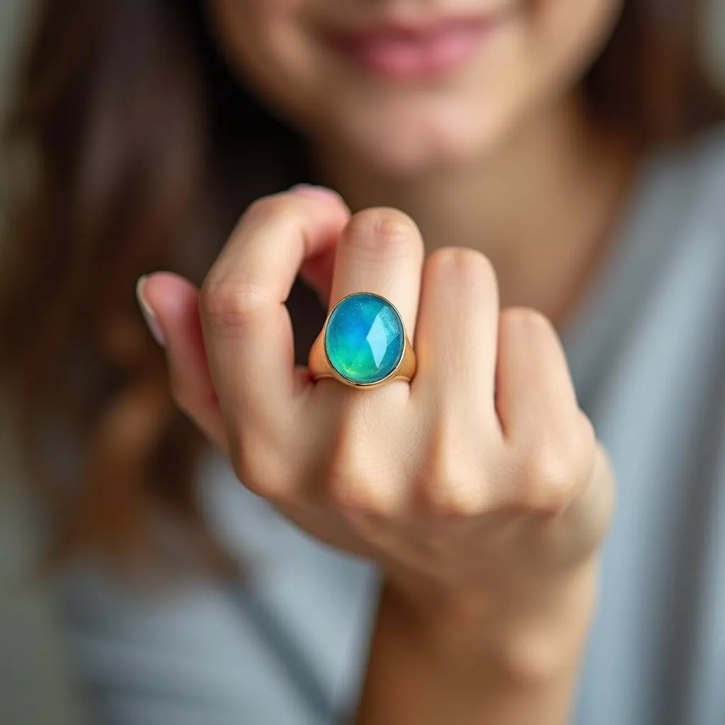 Person Wearing a Mood Ring