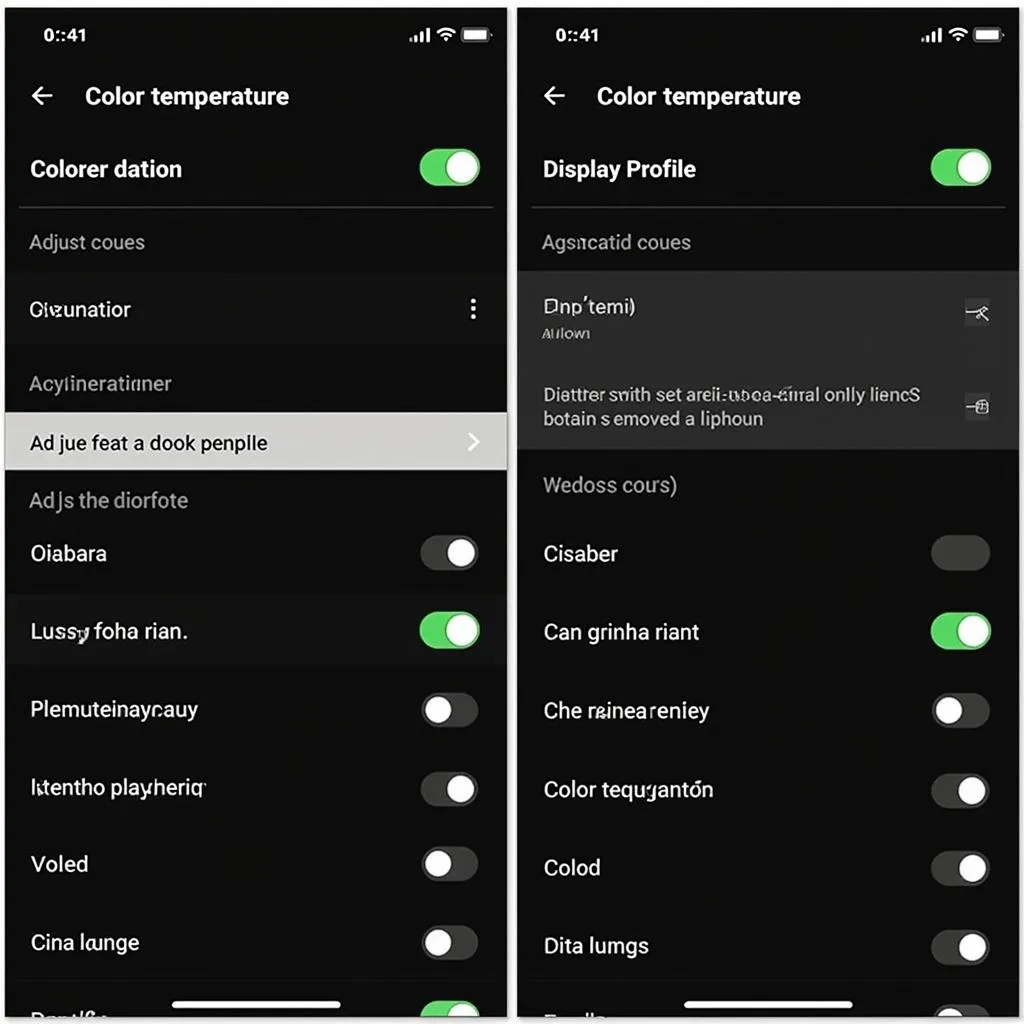 Phone color settings screenshot