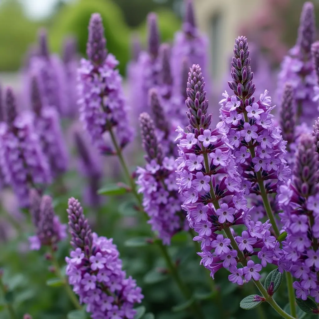 Purple Flowers Blooming in a Lush Garden