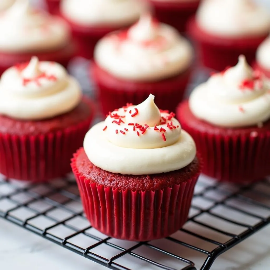 Red velvet cupcakes with red food coloring