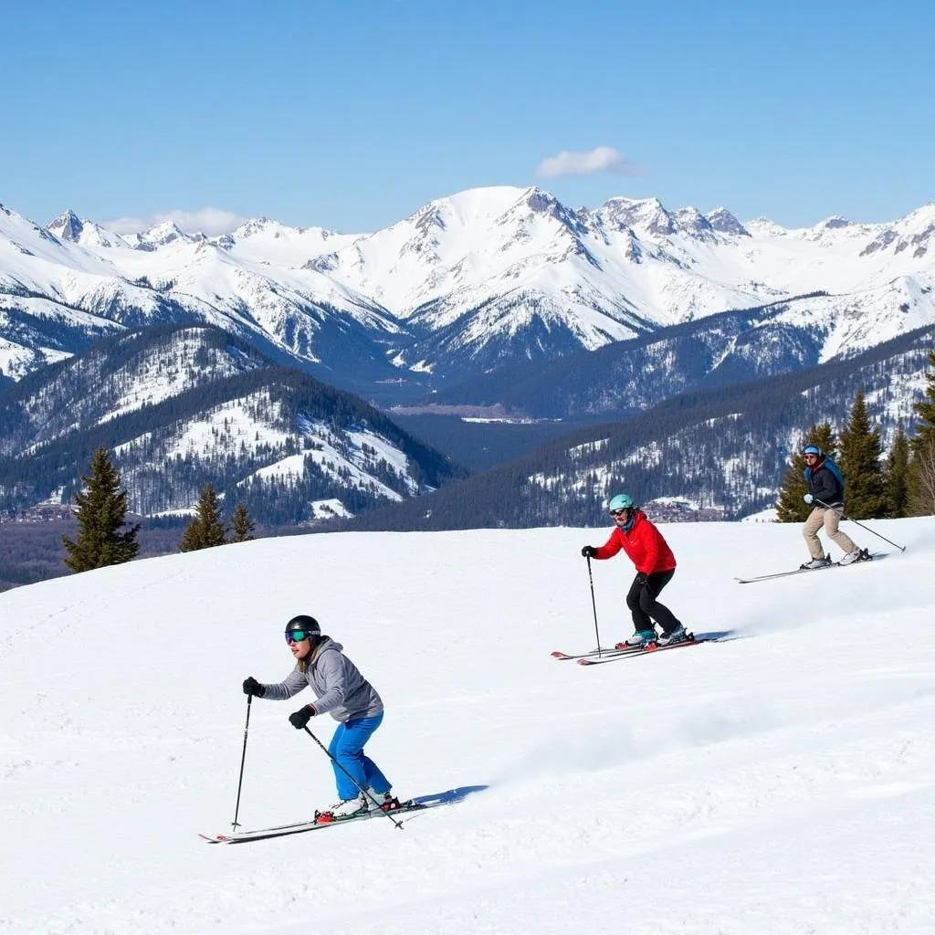 Skiers enjoying the slopes at Breckenridge Ski Resort