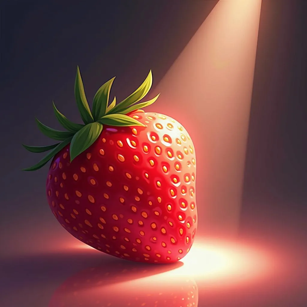 Strawberry Reflecting Red Light