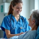 Ultrasound Tech in Blue Scrubs