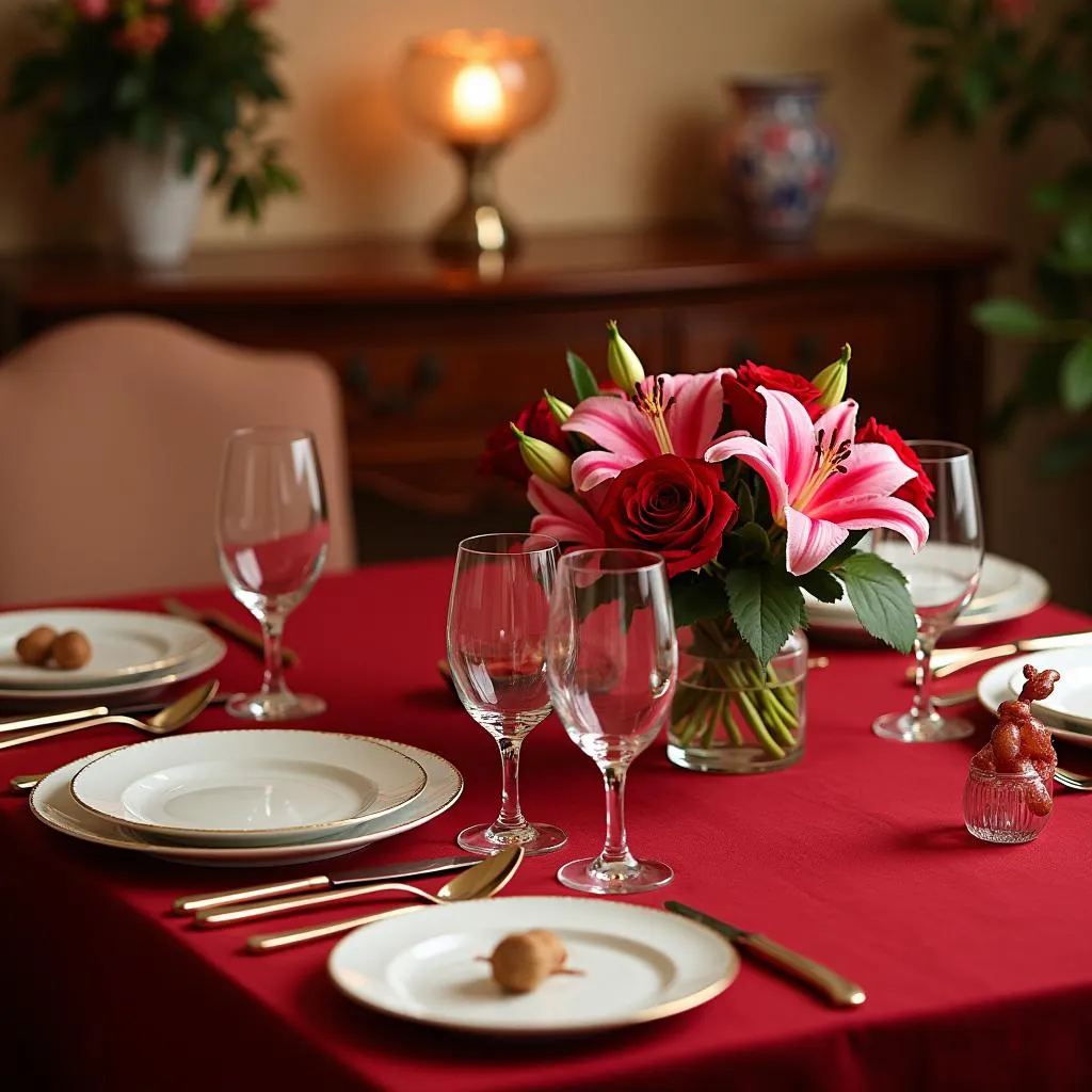 Romantic Valentine's Day Dinner Setting