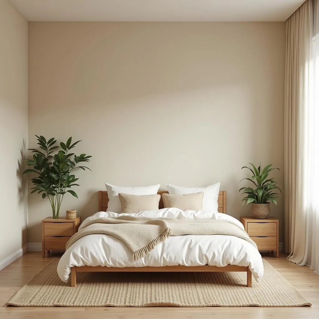 Warm Minimalist Bedroom with Earthy Tones