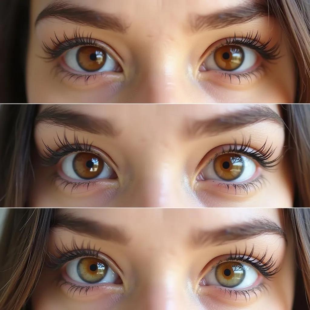 Warm-Toned Brown Eyes with Different Colored Contacts