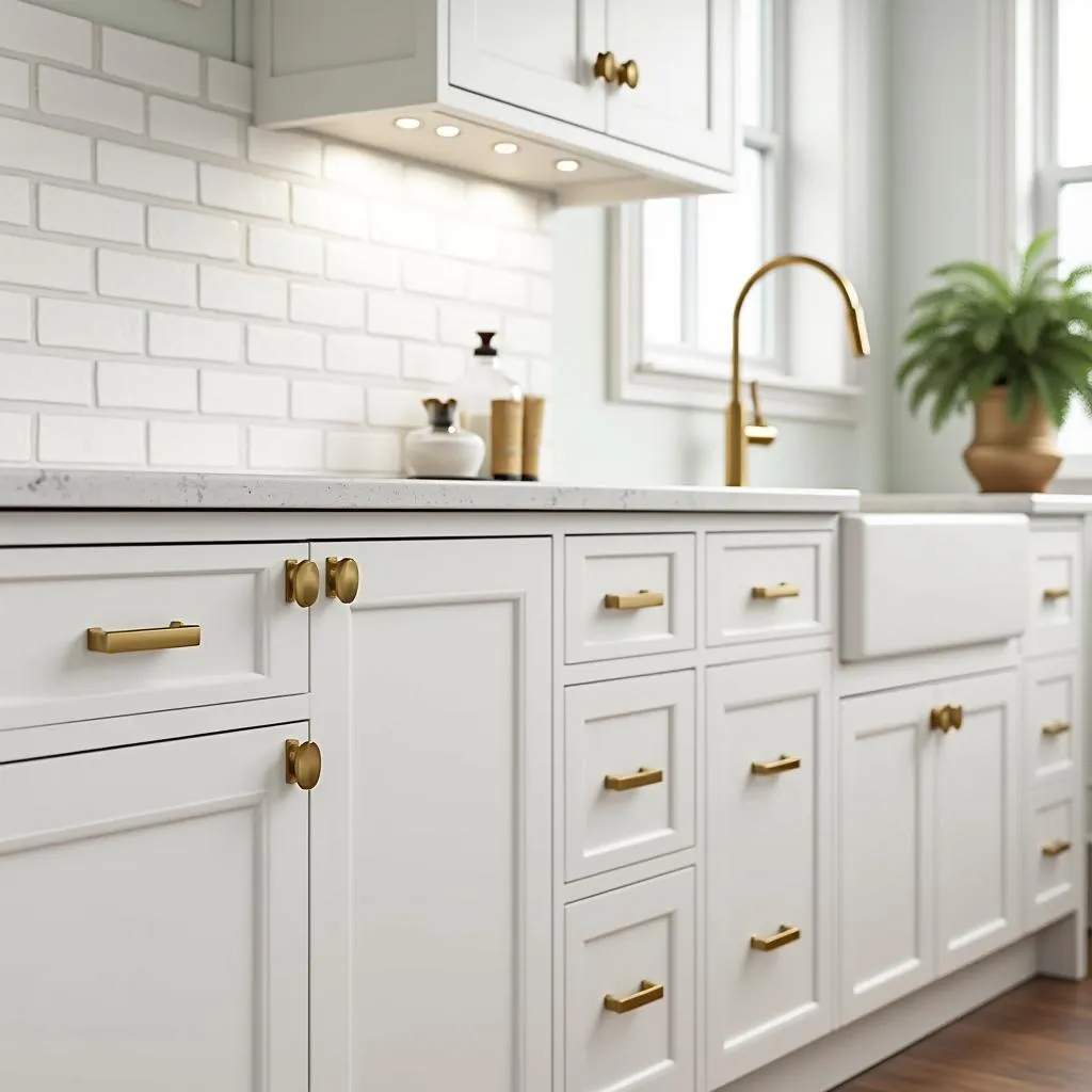 White Cabinets with Gold Hardware