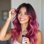 Woman Applying Dry Shampoo to Her Hair