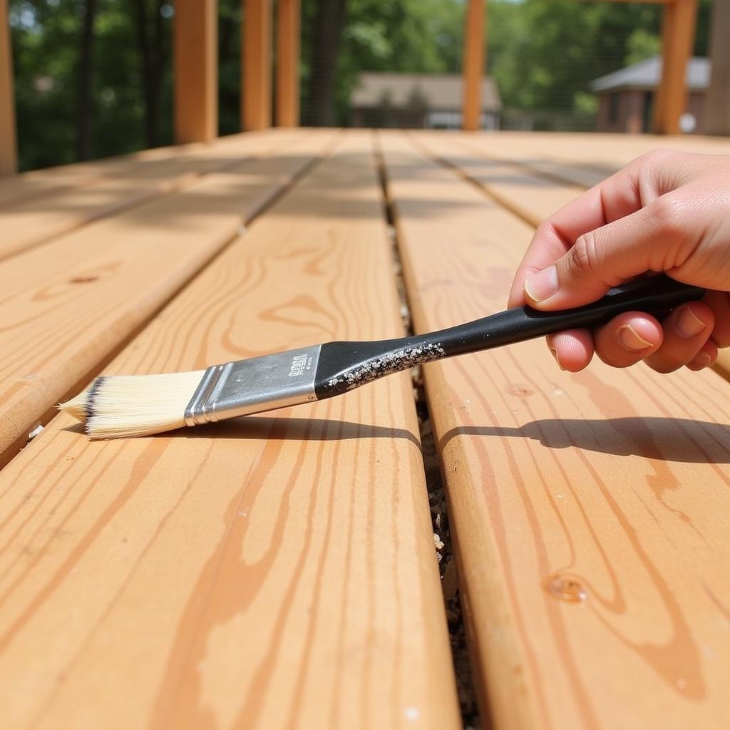 applying cedar sealer to wood