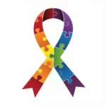 Autism awareness ribbon with a rainbow infinity symbol