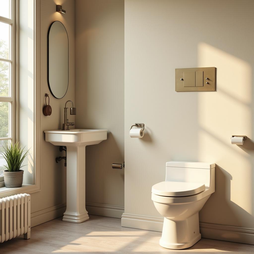 Bathroom Interior Featuring a Biscuit Toilet