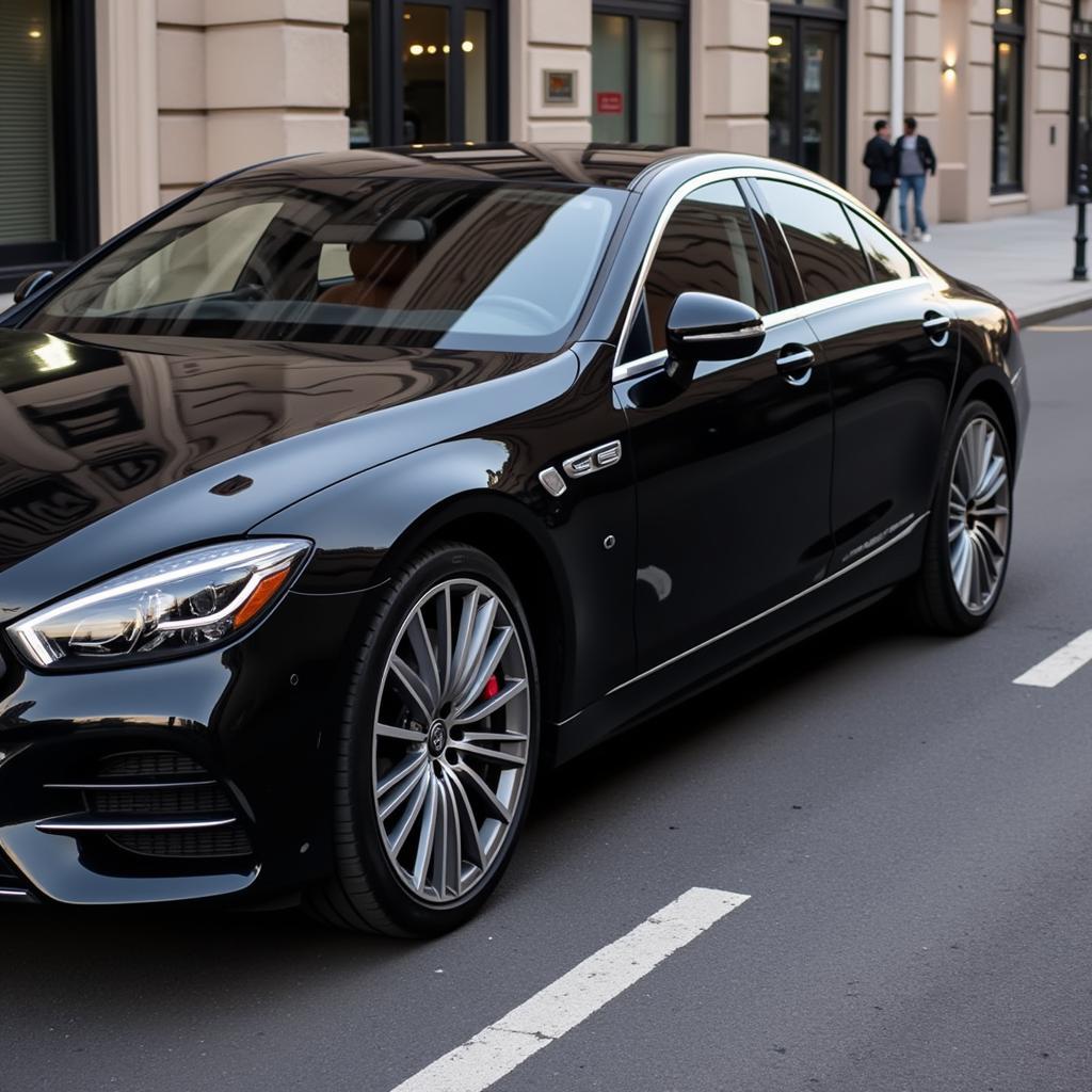 Black Car with Silver Wheels