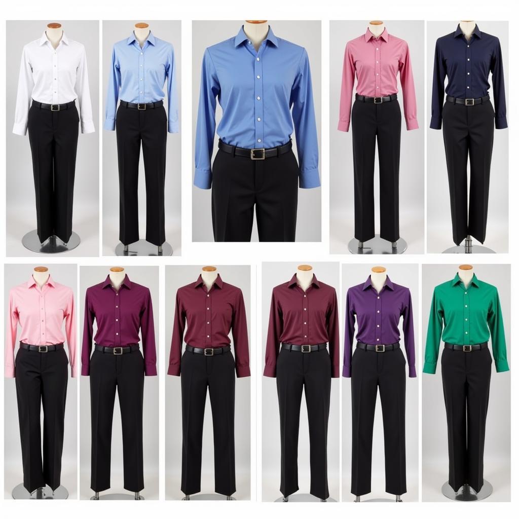 Black Pants Paired with Various Dress Shirt Colors