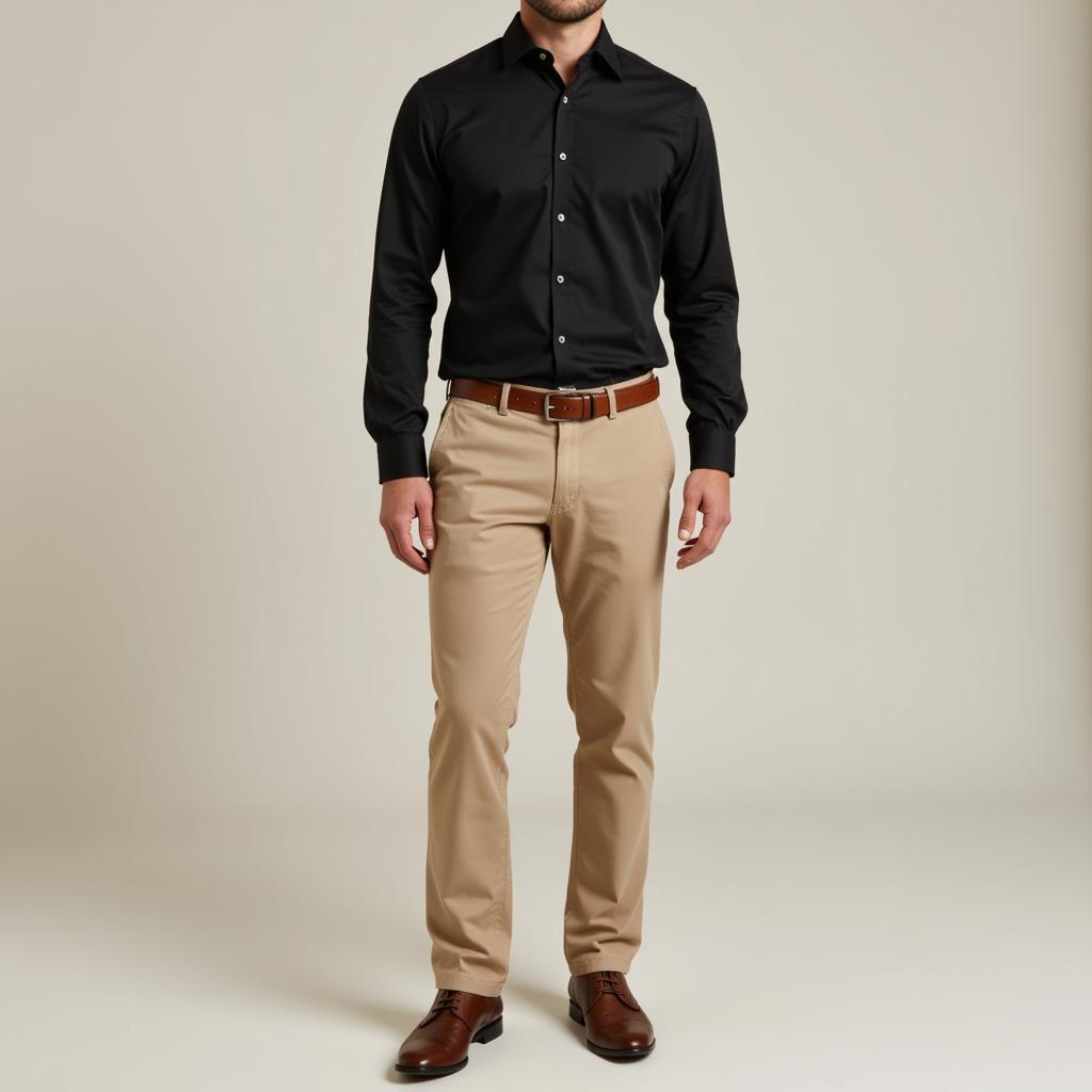 Black Shirt with Neutral Pants