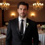 Black Suit White Shirt Wedding Attire