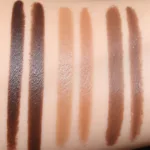 Brow pencil swatches on different skin tones