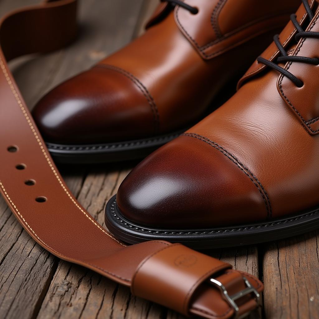 Matching Brown Leather Belt and Shoes