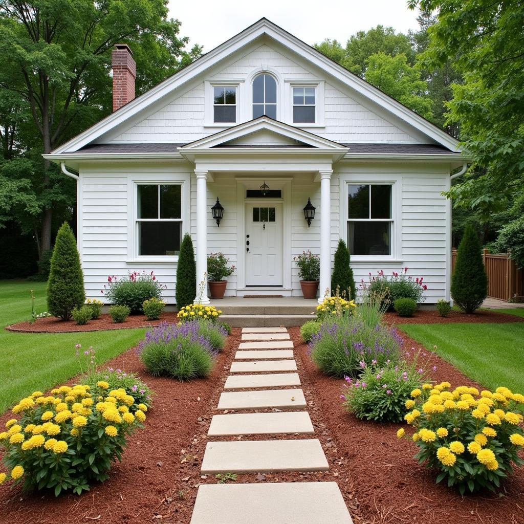 Brown Mulch with White House