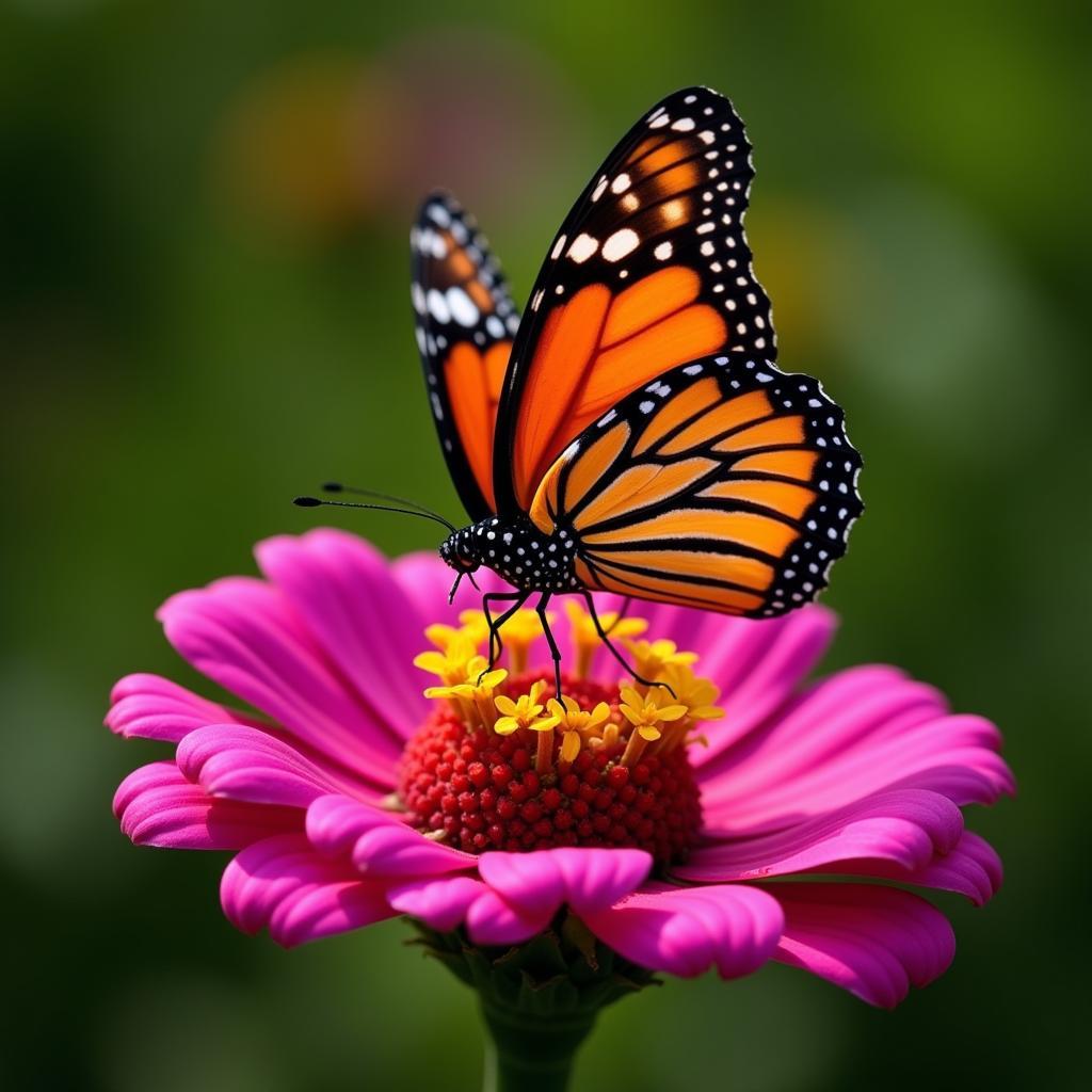 Butterfly perched on a colorful flower