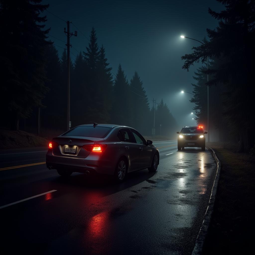 Car accident on a rainy night